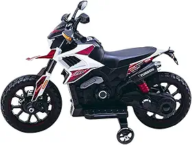 Moto Elétrica Infantil Motocross Branca com Som de Motor Musica e Luz Farol de Led