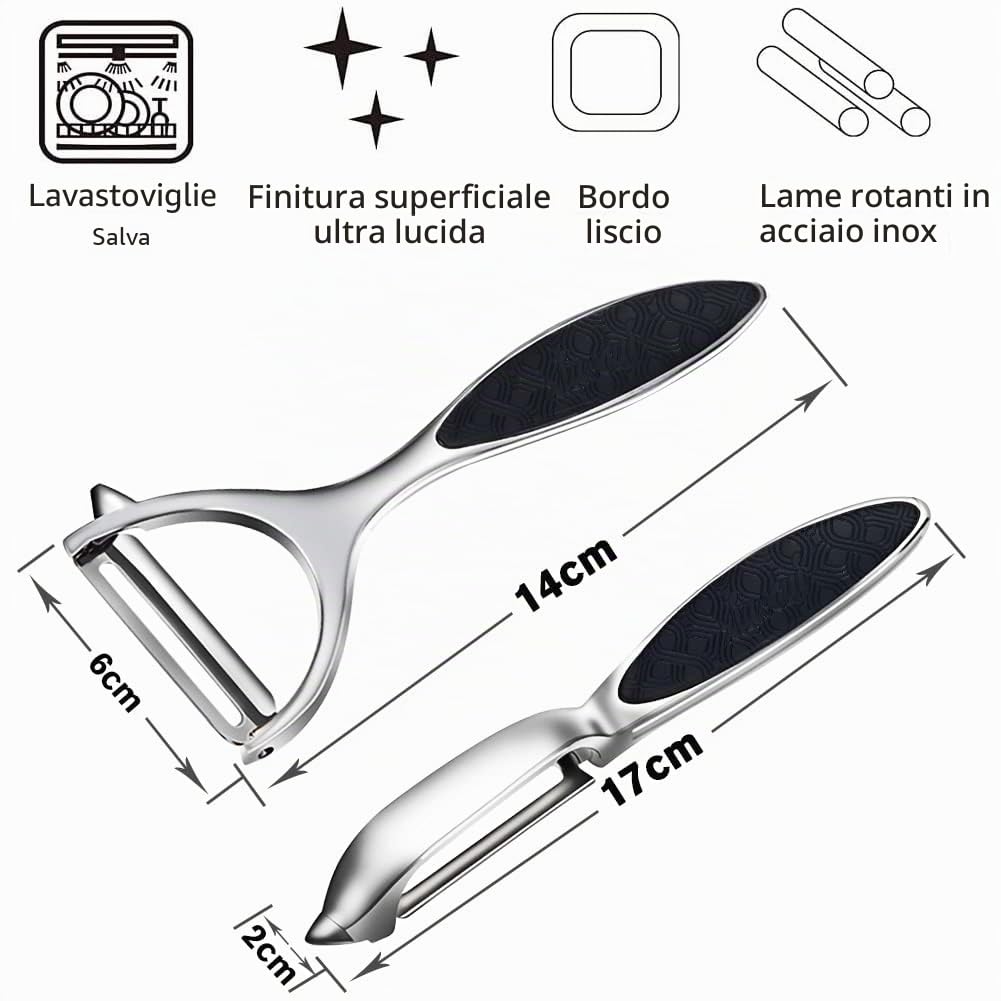 Pelapatate in Acciaio Inox a Forma di Y con Impugnatura Ergonomica e Lama Affilata