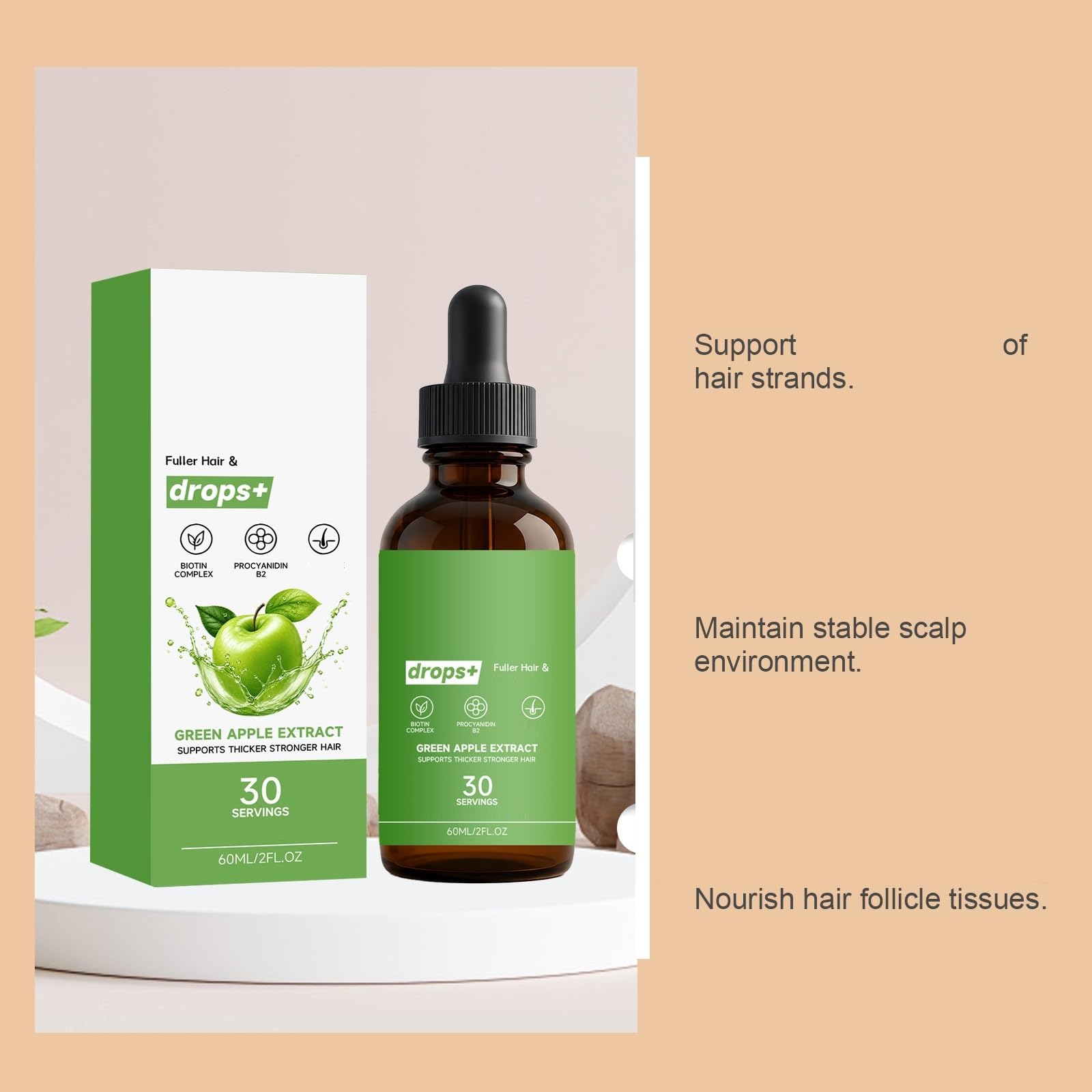 Gotas de biotina para el cabello|Uso diario para hombres y mujeres|2fl.Oz