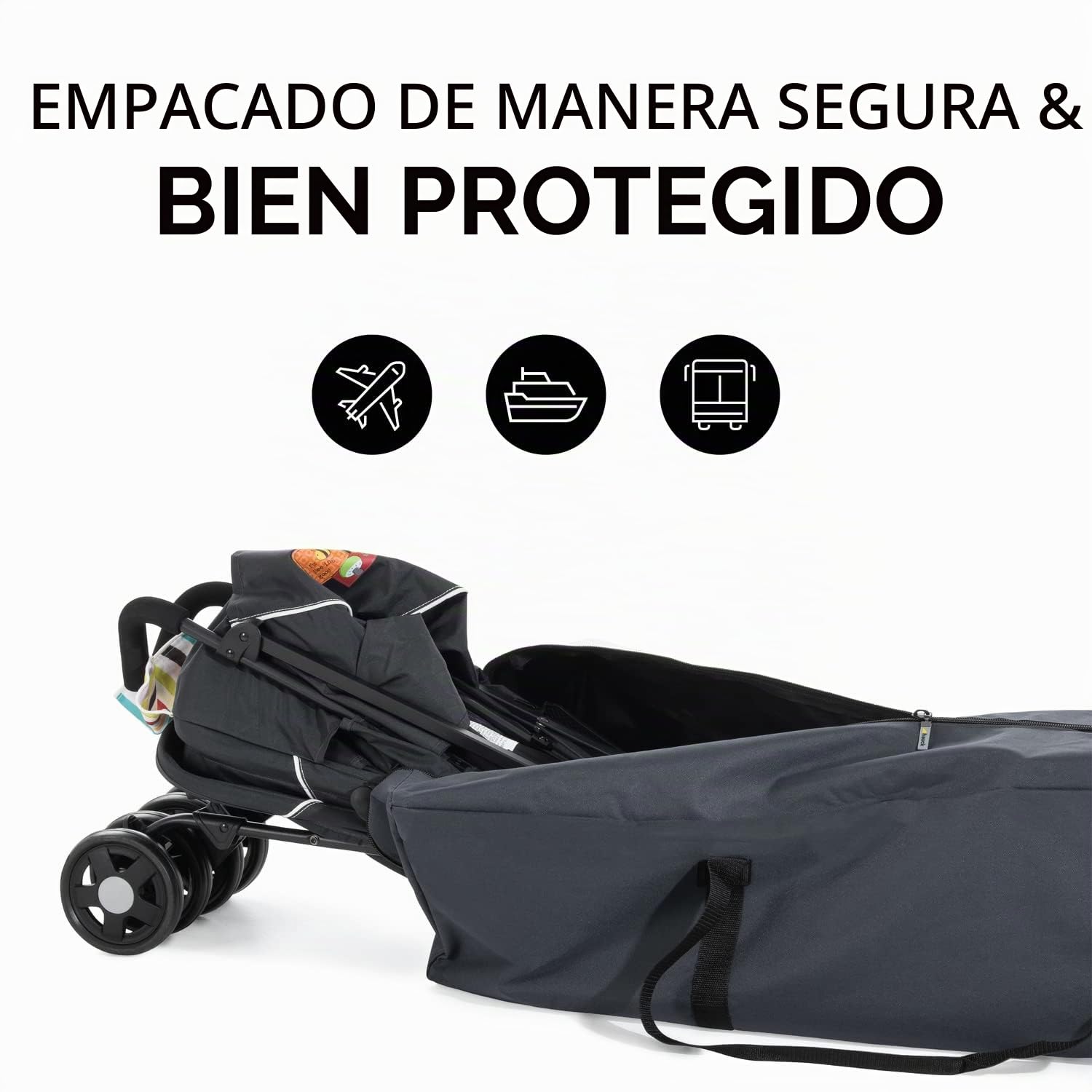 hauck Bag Me Bolsa para Carrito Bebé Universal | Funda Transporte Carro para Avión - Coche o Tren | Material Resitente e Impermeable Repele Suciedad | 115 x 31 x 31 cm - Gris