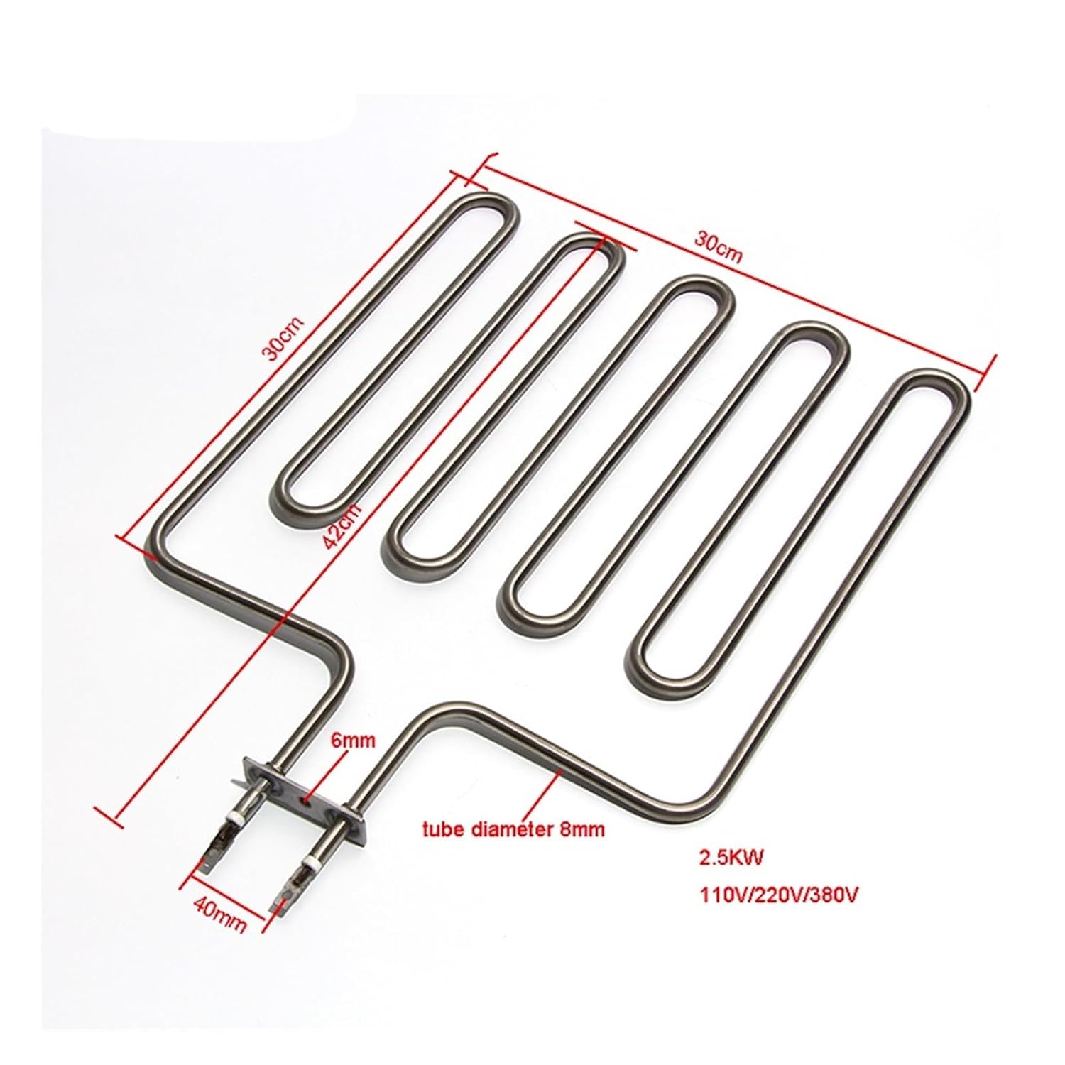 BBQ Air Heater Element 2.5KW 5U Sauna Stove Grill Spare Parts 110V/220V/380V 304 Stainless Steel Oven Heater 30 * 42CM(220v)