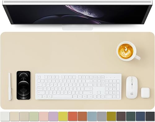 Miniatura 28 de Tapete de escritorio de piel antideslizante de poliuretano (PU), para organización de escritorio y accesorios, ideal para alfombrilla de mouse y de