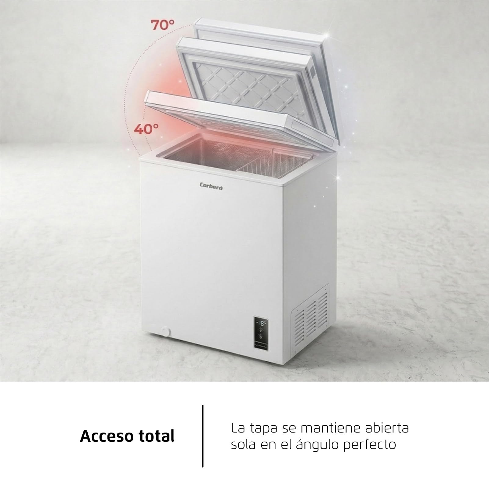 Corberó - Cassapanca congelatore | CCHM1506M | Statico | 143 L | 85 cm | 37 dB | 1 cestino flessibile | Sistema doppio e super congelamento | Bianco