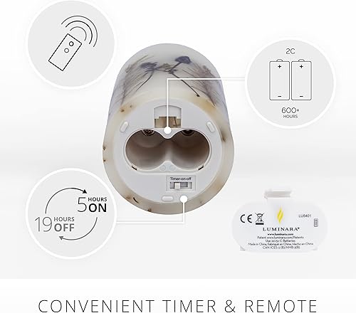 Miniatura 3 de Luminara Vela de pilar de llama móvil artificial realista con inclusión de lavanda y romero luces LED de llama móvil que funcionan con pilas listo