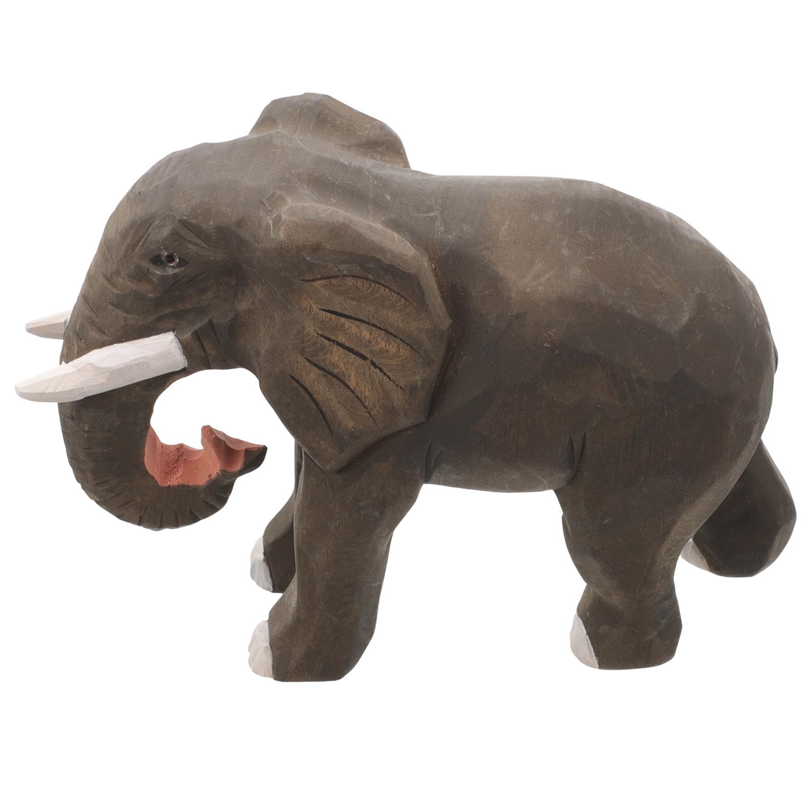Figurine bois d'éléphant Healvian sculptée main pour un bureau élégant