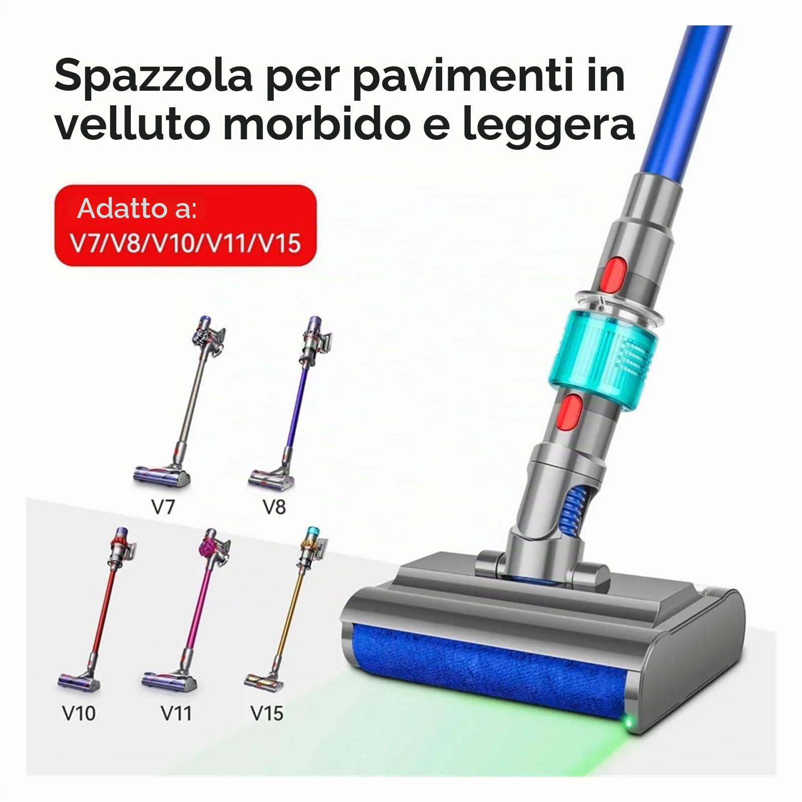 Spazzola For Pavimenti In Velluto Morbido E Leggero, Compatibile Con Dyson, V7 V8 V10 V11 V15, Lavapavimenti, Lavapavimenti, Aspirapolvere