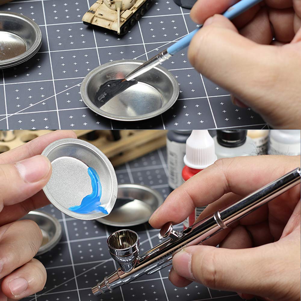 POFET 24-tlg. Edelstahl Farbpaletten - Runde Mischpaletten Für Künstler