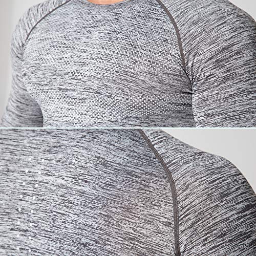 Kamo Fitness Long Sleeve Activewear T-Shirt for Men with Fast Drying and Moisture Transport (Small, Grey) - Thumbnail 2