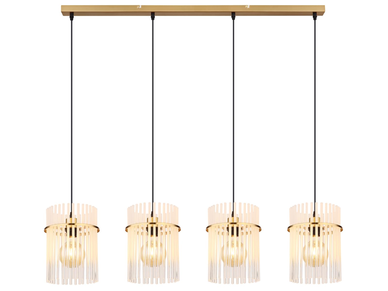 Globo Pendelleuchte in Gold mit vier Glas Lampenschirmen, Breite 110cm |