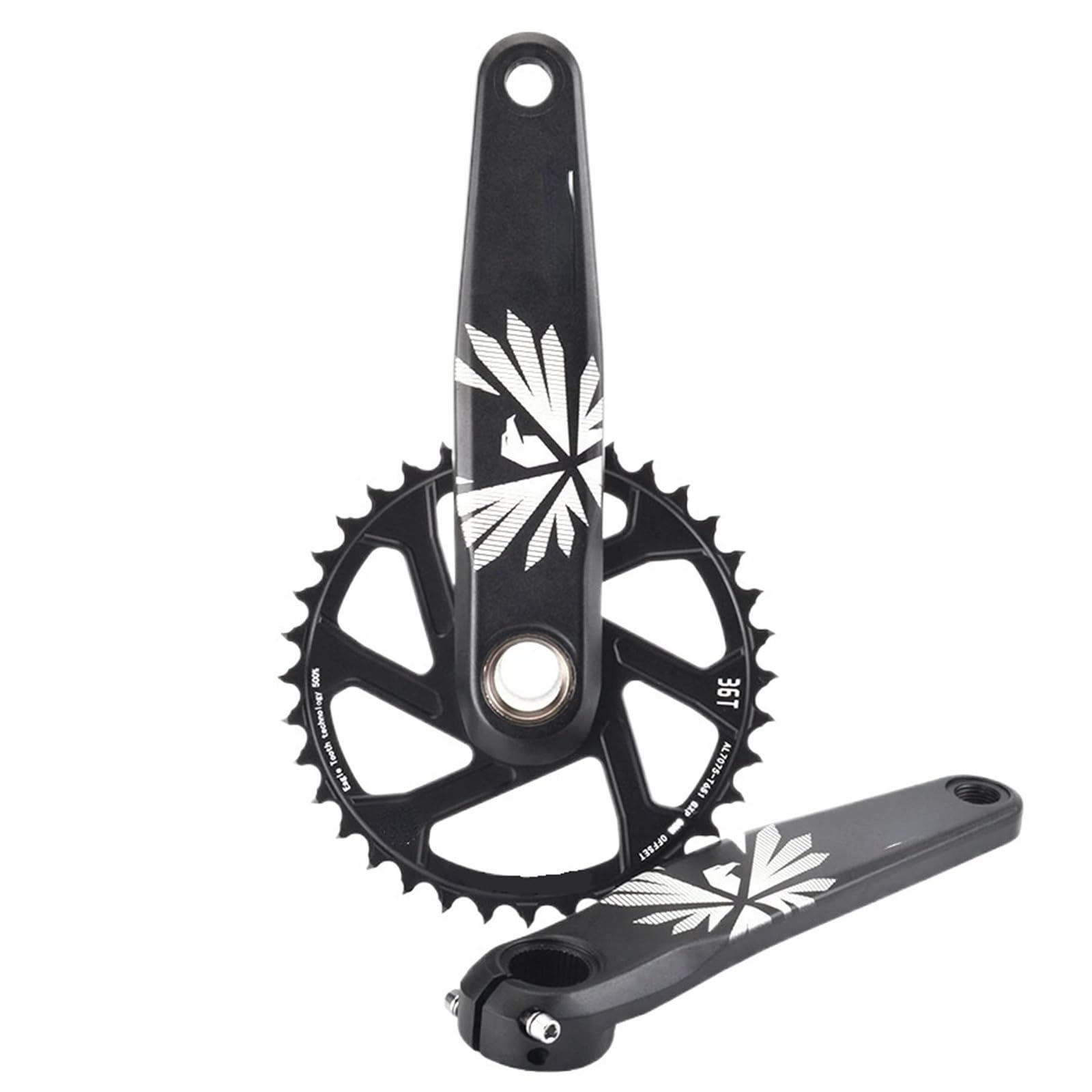 Compatible avec Le pédalier de vélo VTT GOLDIX, 0 degré, 170 mm/175 mm, Alliage d'aluminium, Options de Plateau 30T-38T/18 (Angle de manivelle 36T, 170 mm)