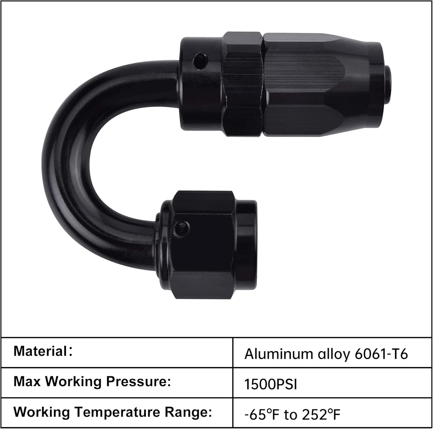 EVIL ENERGY 6AN Hose End Fitting 180 Degree Swivel for CPE Braided Hose Black - Image 4