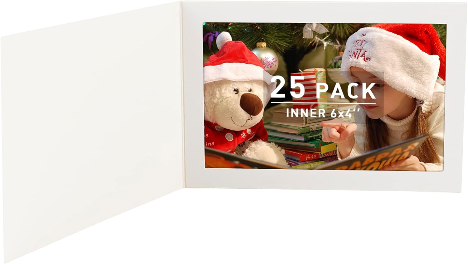 Golden State Art, Pack of 25, 4x6 or 6x4 Photo Folders, Cardboard Picture Frame, Paper Photo Frame Cards, Greetings/Invitation Cards, Special Events: Graduation, Christmas, Wedding (White)