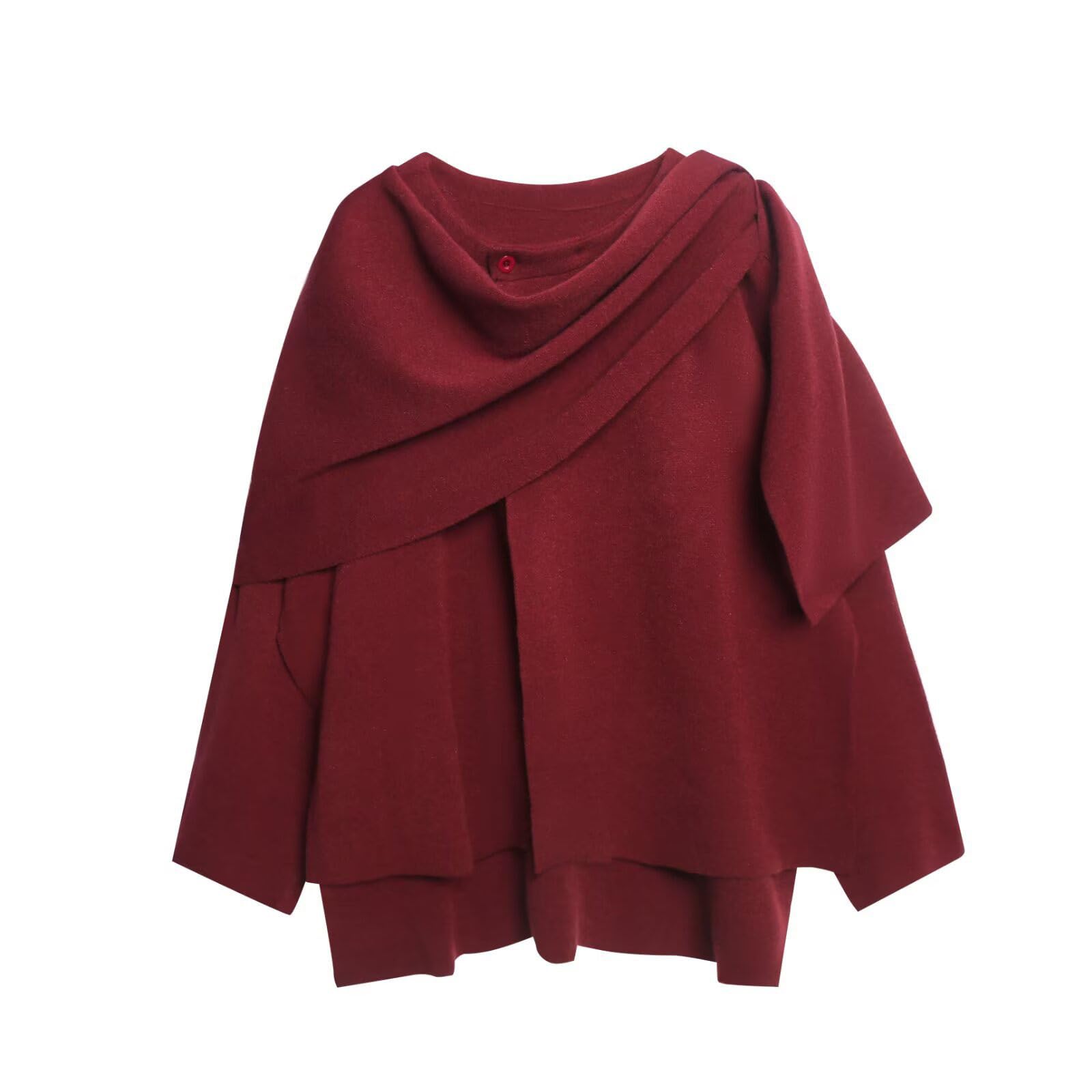 HGps8w Chic Scarf Sweaters Cardigans for Women Open Front Loose Knitted Outerwear Long Sleeve Elegant Fall Winter Jackets
