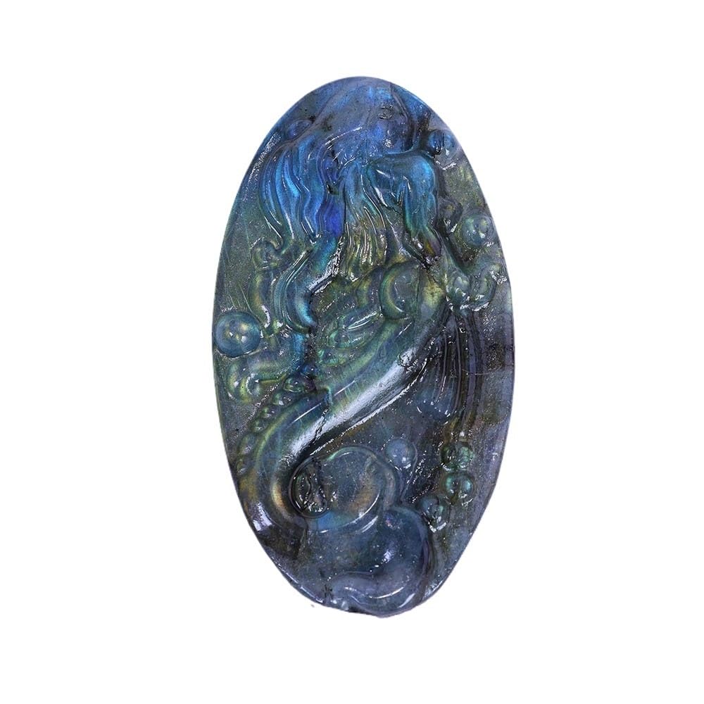 HUFFA Labradorite Carving Blue Moonstone Raw Stone Polished Crystal Decorative Ornament