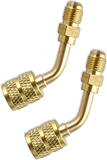 WenTigDY R410A Adapter,5/16'' SAE Female to 1/4'' SAE Male Flare,A2l Refrigerant Adapter for Air Conditioners HVAC,R410A Adapter for Mini Split Vacuum Adapter(2 Angled Adapter)