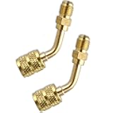 WenTigDY R410A Adapter,5/16'' SAE Female to 1/4'' SAE Male Flare，A2l Refrigerant Adapter for Air Conditioners HVAC，R410A Adapter for Mini Split Vacuum Adapter（2 Angled Adapter）