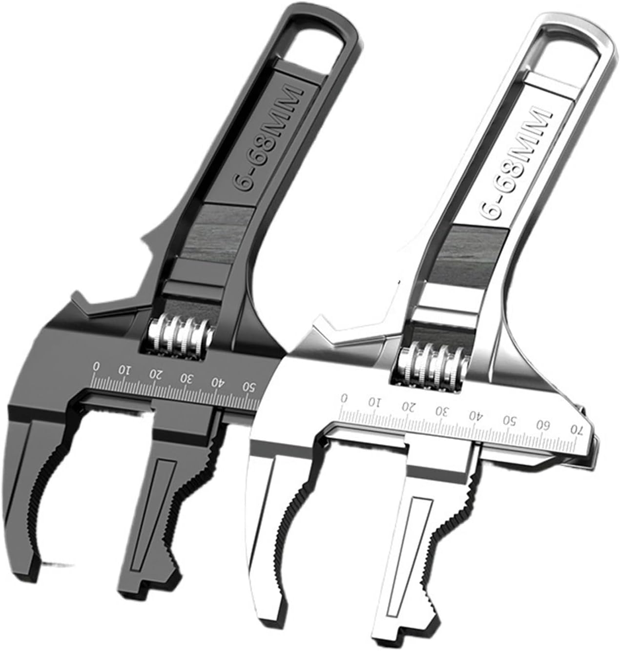 1pcs Aluminum Alloy Sink Wrench Adjustable Large Opening Universal Bathroom Faucet Wrench Plumbing Installation Repair Tool(Black)