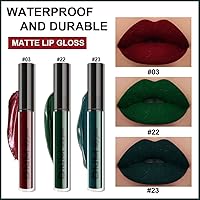 Vista 3 de evpct Juego de 3 lápices labiales líquidos mate de color oscuro rojo verde esmeralda, set de maquillaje de 24 horas de larga duración, impermeable
