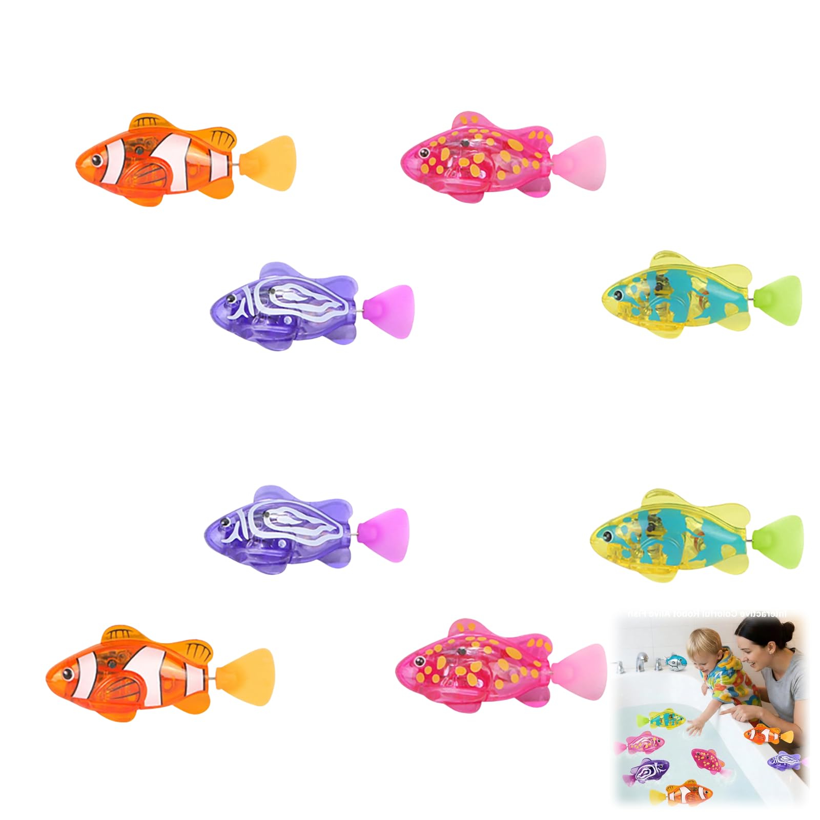 Magic Water-Activated Glowing Swimming Fish, Pool Toy Robotic Fish, Interactive Colorful Robot Fishes for Bathtub, Swimming Pool (4pcs) — view 10