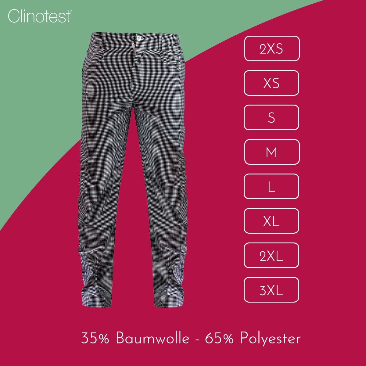 Clinotest Set aus Kochjacke und Hose Unisex Langarm – Kochfest bis 95°C – Strapazierfähig & langlebig – Perfekt für Profiköche & Gastronomie