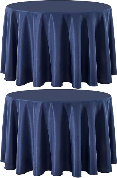 2 Pack Navy Blue Round Tablecloths 120 Inch for Dining Tables