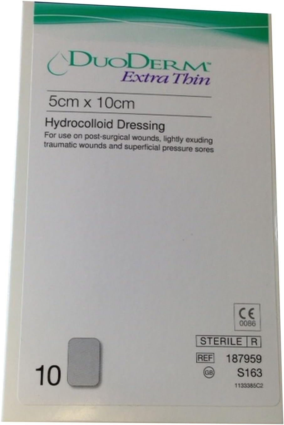 DuoDerm Extra Thin Hydrocolloid Dressing 5cm x 10cm - Pack of 10