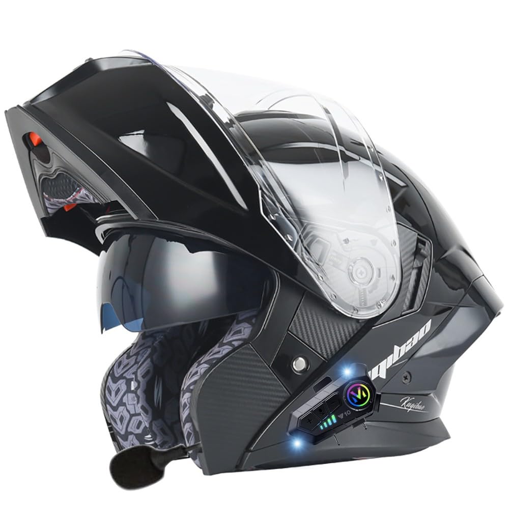 Beyswage Men's G Motorcycle Helmet Flip-Up Modular Motorbike Helmets With Bluetooth, Ece Approved Helmet, Modular Crash Helmet Double Visor Scooter Helmet For Adult Wo Sports Tourin