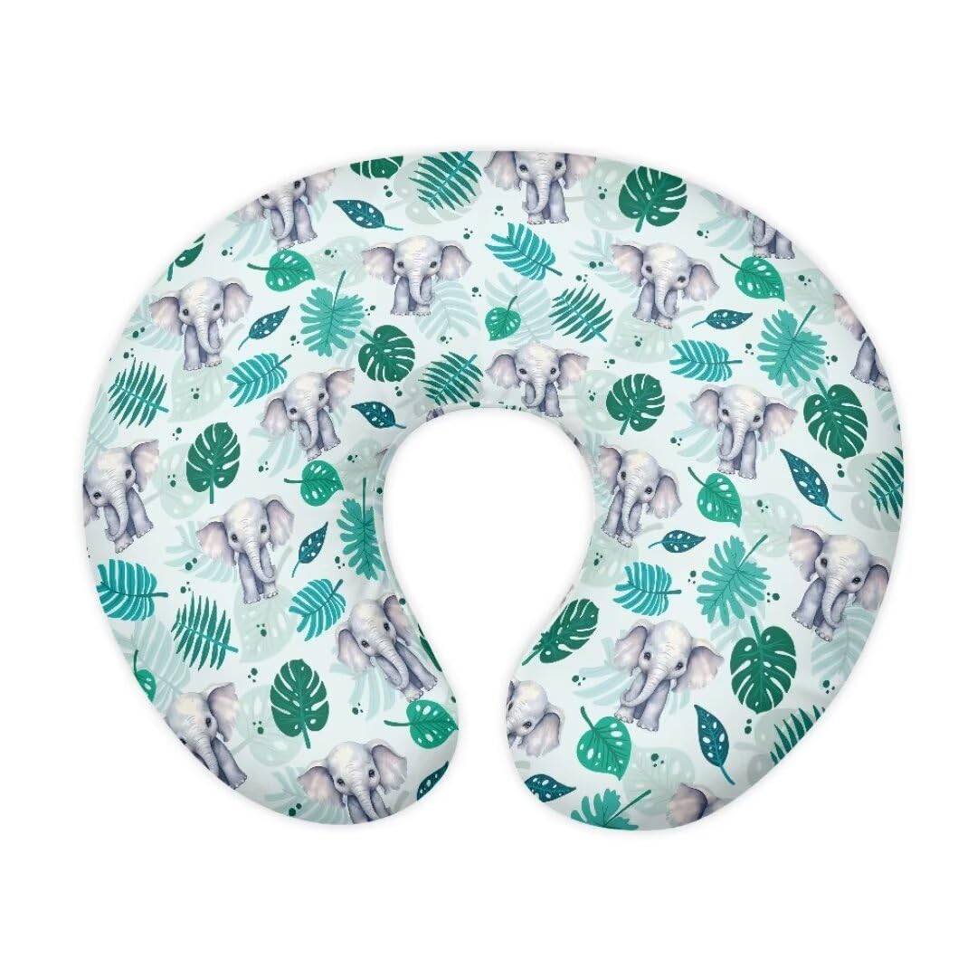 Zanxiantu Green Leaf Elephant Pillow Covers for Baby Soft Nursing Pillow Cover Breastfeeding Pillow Covers for Boys Breathable Breastfeeding Pillow Slipcover Feeding Position Support