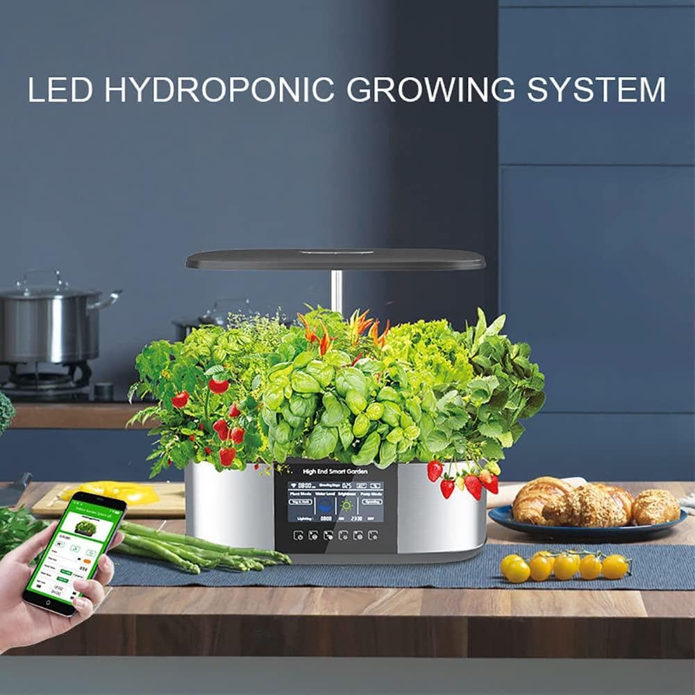 Hydroponics - Kit de jardín interior, 21 cápsulas con luz LED de cultivo para hierbas y plantas, sistema de germinación para cultivo en casa, solución completa de cultivo hidropónico