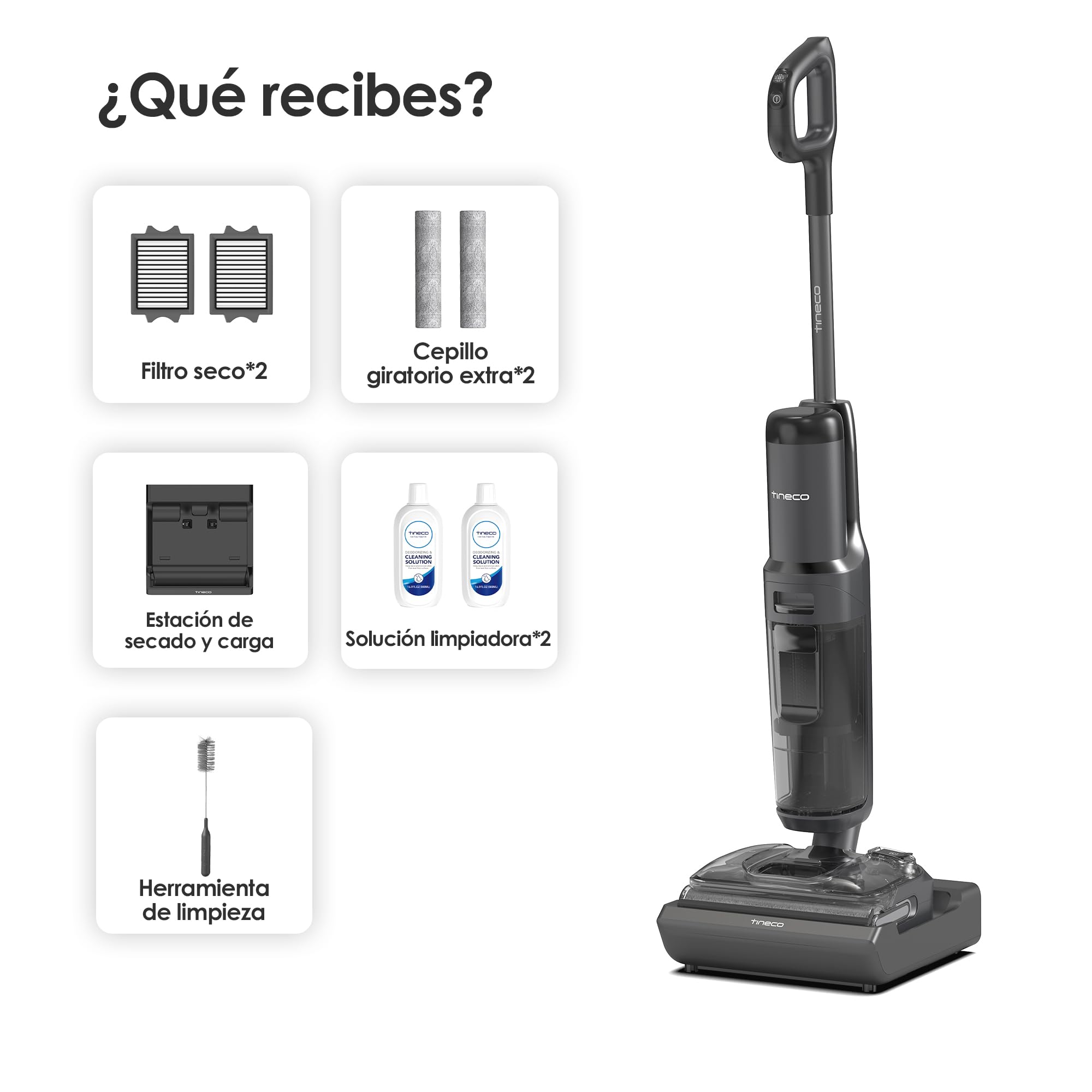Tineco Floor One S7 Stretch Ultra, Aspiradora inalámbrica en seco y húmedo, 21.000 Pa, Diseño antienredos con posición Horizontal de 180 °, 50 Minutos de autonomía, Autolimpieza FlashDry a 85 °C