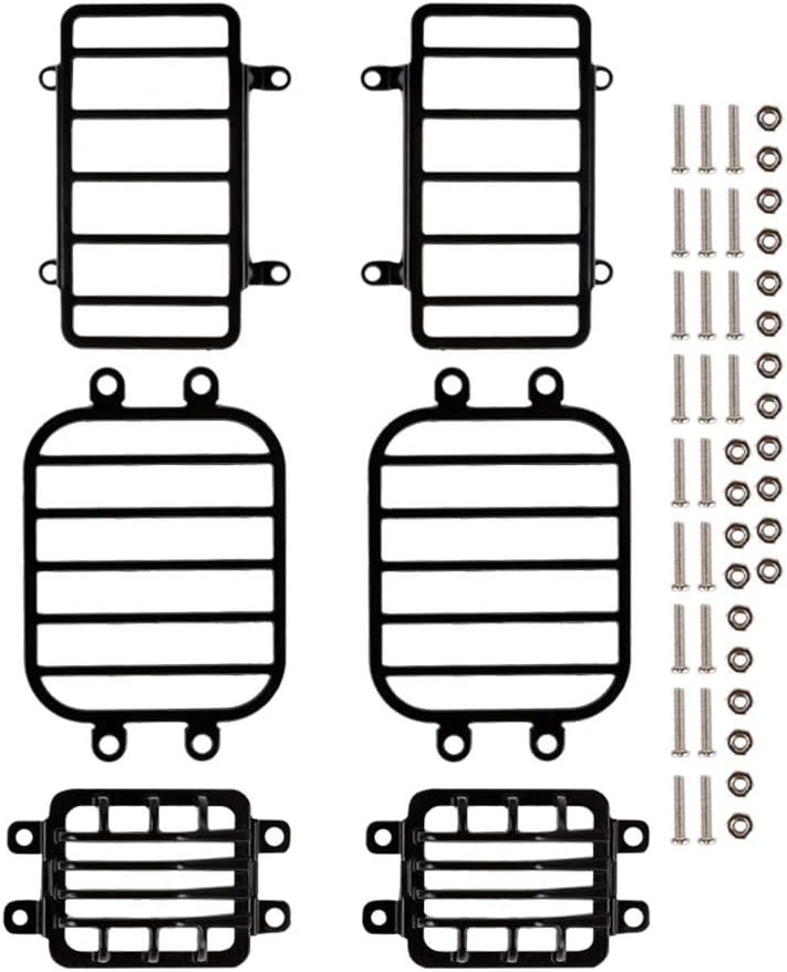 Metal Front Rear Light Cover Protective Shell for 1:10 RC Crawler Traxxas TRX4 G500 TRX6 G63 Upgrade Parts - 6Pc Set
