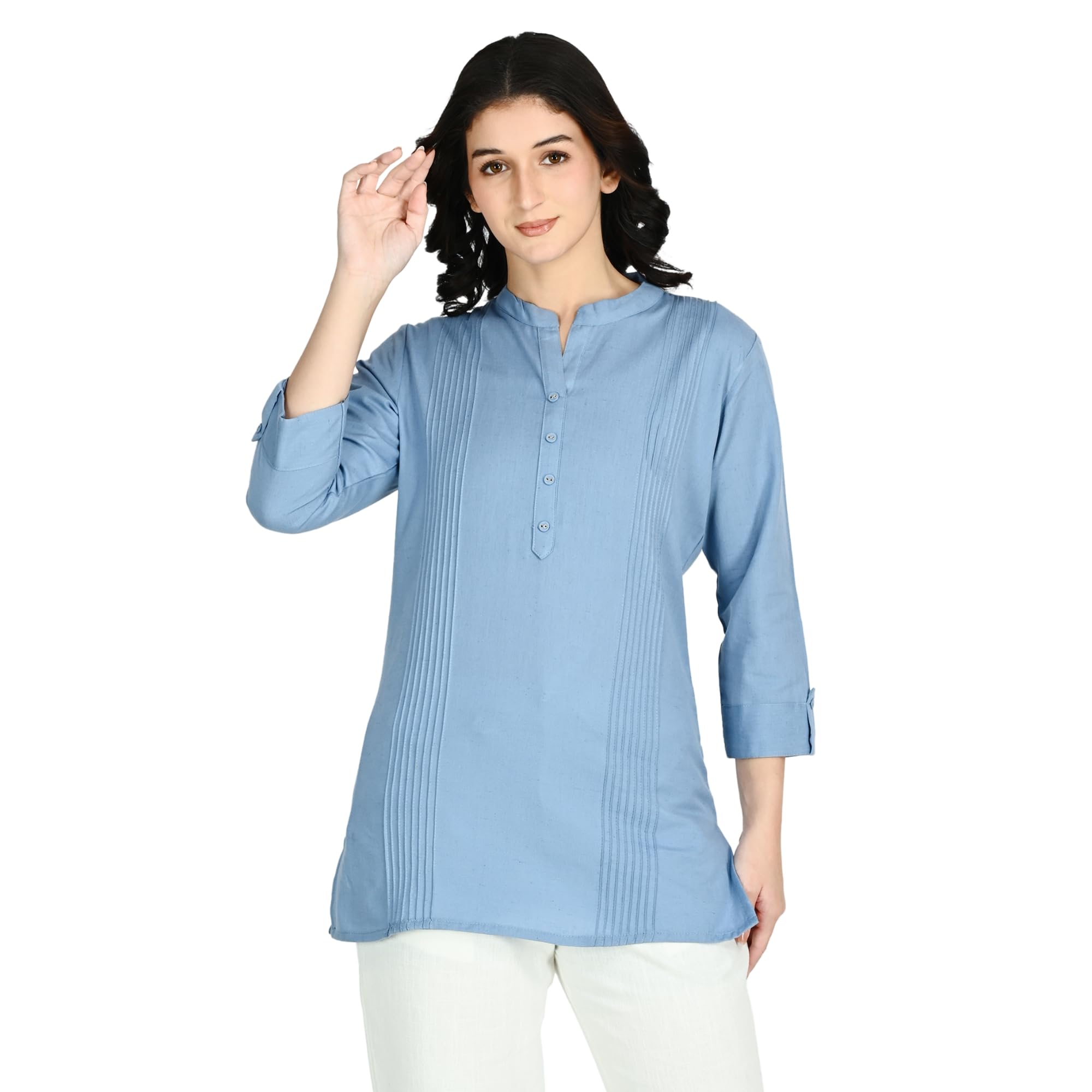 Women's Kurti, Blue, Cotton Blend Fabric, Regular Fit-picture-50