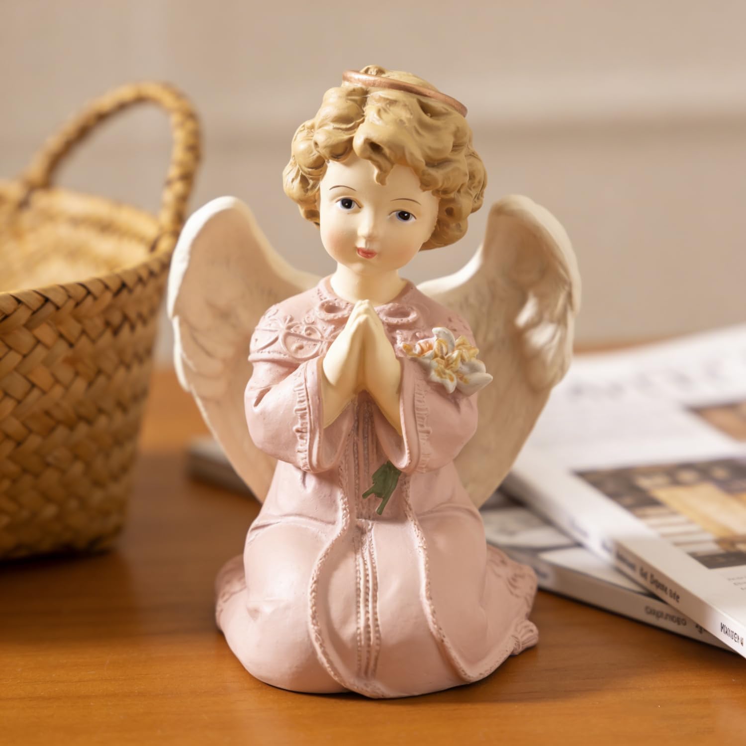 MeritMode Angel Figurine with Lily – Prayerful Resin Angel Statue, Sentimental Gift for Daughter, Spiritual Home Décor, 5.12" High, Meaningful Quote on Prayer, Gift for Religious Occasions - Image 5