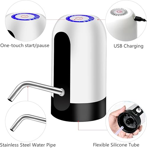 Miniatura 3 de Ausxaron Dispensador de botella de agua, dispensador de bomba de agua, bomba eléctrica portátil para jarra de agua con carga USB, bomba de agua