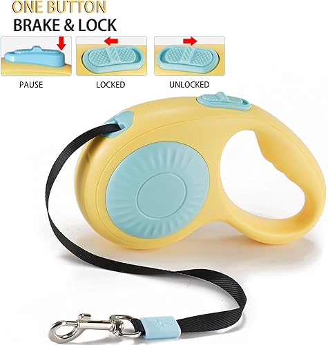 Miniatura 2 de JSXD Correa retráctil de 360 sin enredos para perro con freno con una sola mano, pausa, bloqueo, cinta de nailon resistente de 10 pies para