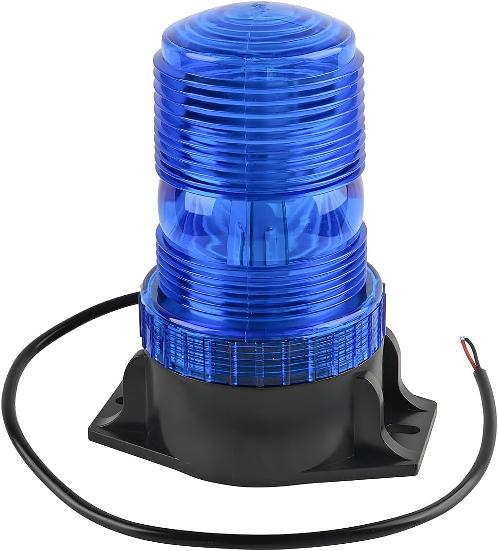 Car Amber LED Strobe Lights, Magnetic Vehicle Safety Warning Emergency Flashing Beacon Lights, Automitive Roof Top Flasher Lamp Accessories, Universal for Trucks Tractor Bus (Blue)