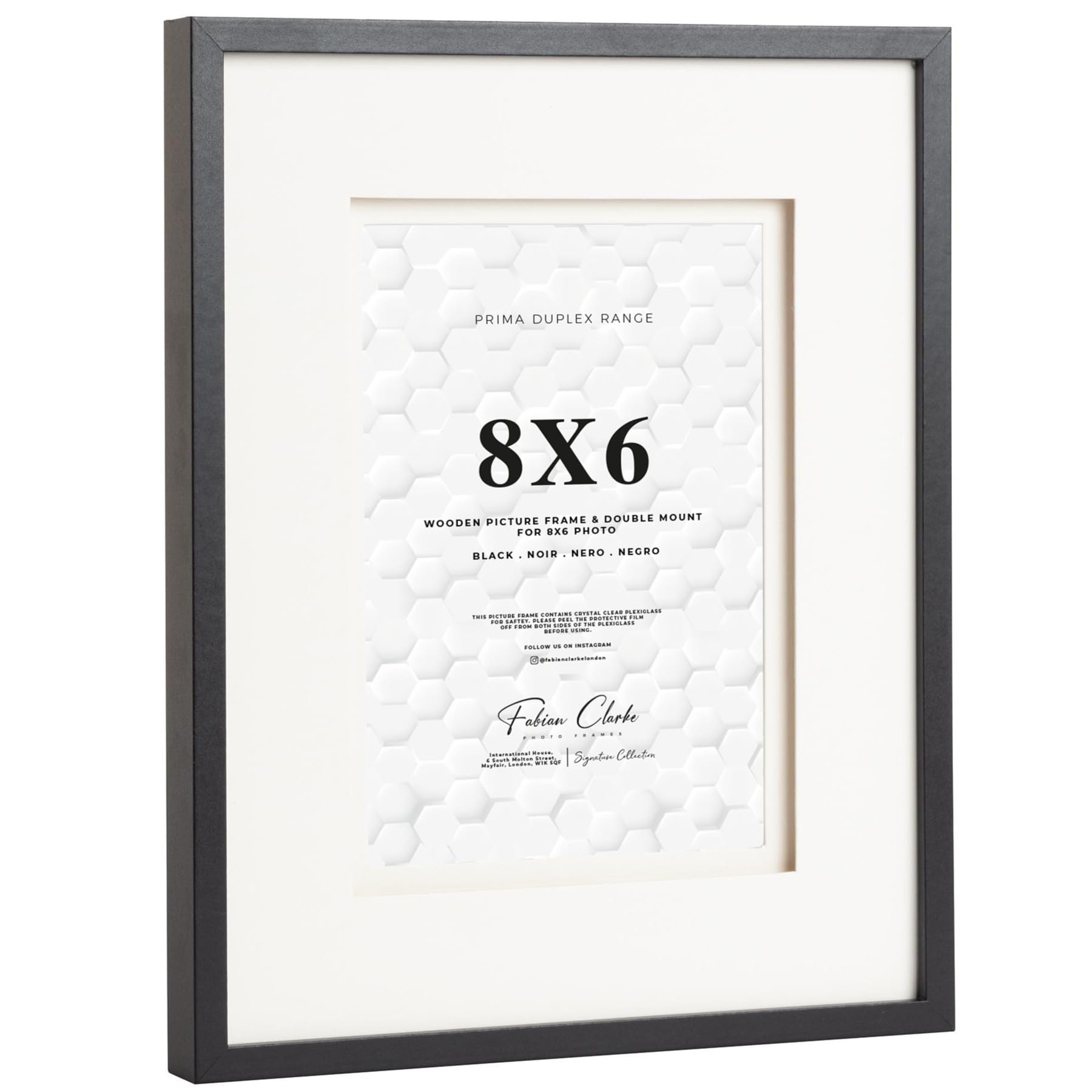 Fabian Clarke London Black Fabian Clarke London® 8X6 Wooden Picture Photo Frame With Off White Double Mount To Hang Portrait Or Landscape For 8X6 Photo
