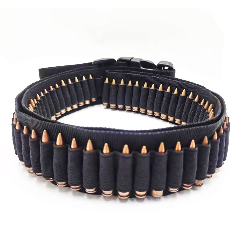 Tactical 100 Rounds Rifle Pistol Bullet Cartridge Adjustable Ammo Bandolier Ammunition Belt Sling Shell Carrier Holder for 10/22 .22LR .17HMR .222 .223 Cal 5.56mm