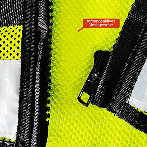 EXPLOSIV Reflektierende Multi-Taschen Security Sicherheitsweste, Größe M-2XL (verstellbar), navy-yellow (Hundeführer)