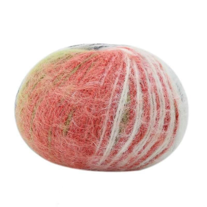 2/4/6 Rollos 100 g Mezcla de Lana Hilo de Pelo Largo, Hilo de Lana Degradado para Tejer a Mano, para Hacer Gorros, Bufandas, Suéteres y Mantas de Ganchillo