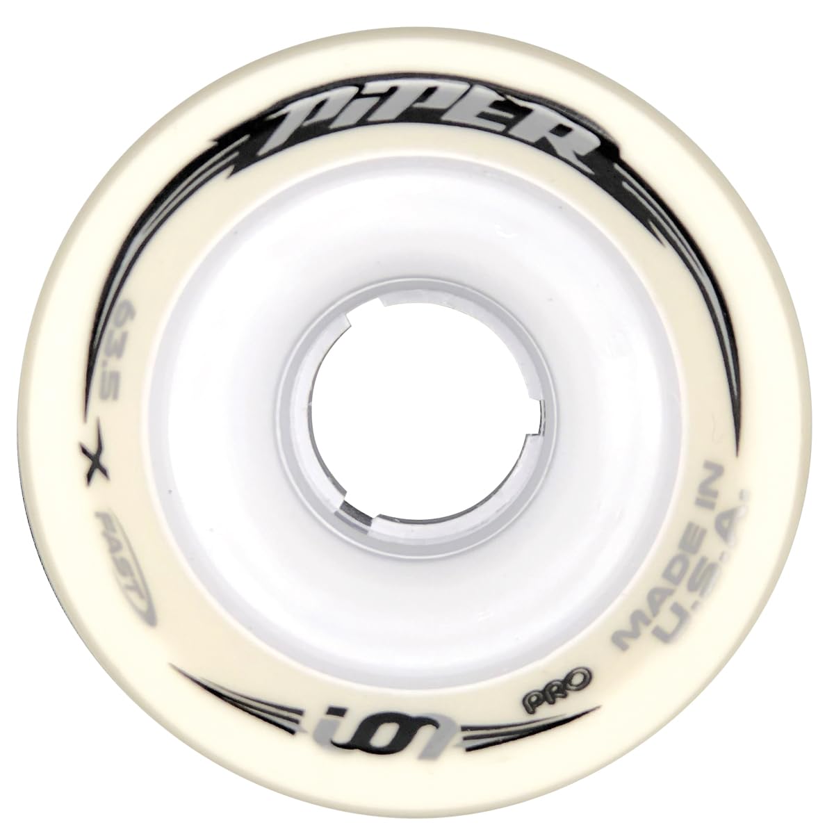 Piper Ion Pro Quad Roller Skating 63.5mm Speed Skate Wheels, White xx-Firm