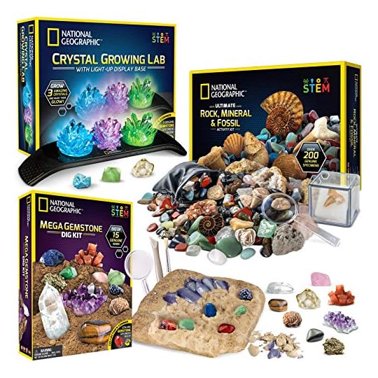 NATIONAL GEOGRAPHIC Geology Bundle 3 Rock, Fossil and Crystal Kits