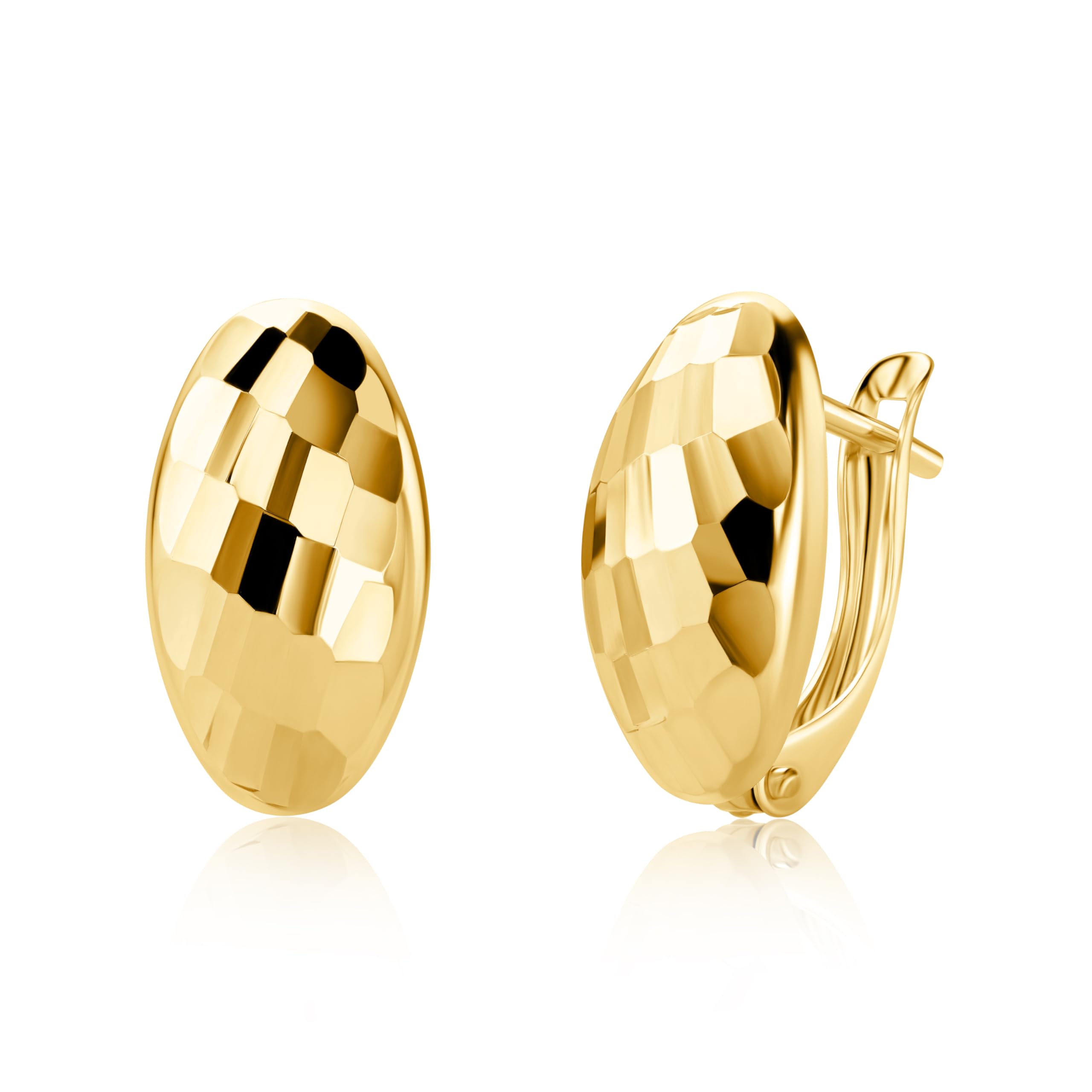 Pendientes de aro de oro amarillo 585 de 14 quilates – EP04, Dorado