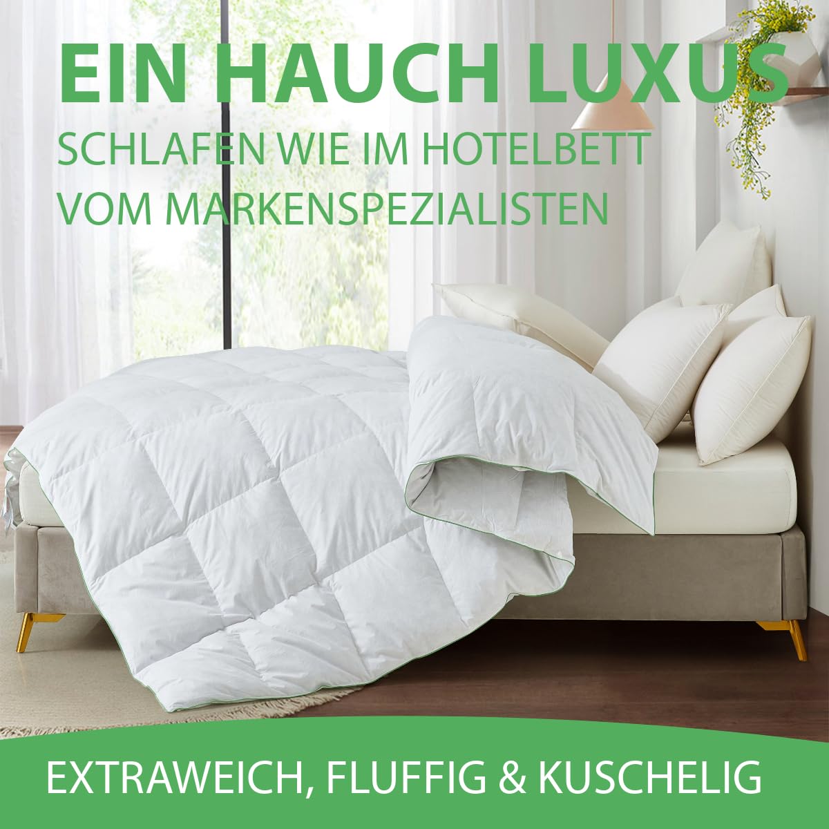 Welldora Komfort Bettdecke 135x200 Sommer 100% Extraweiche Federn & Daunen Oeko-Tex Allergiker Tierwohl Daunendecke