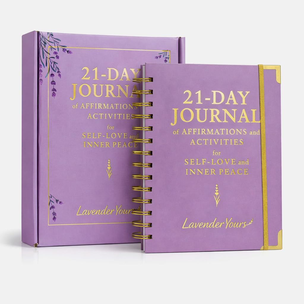 21-Day Self-Love Affirmation Journal | A Guided Hardcover Journal for Inner Peace, Gold Foil Spiral Design
