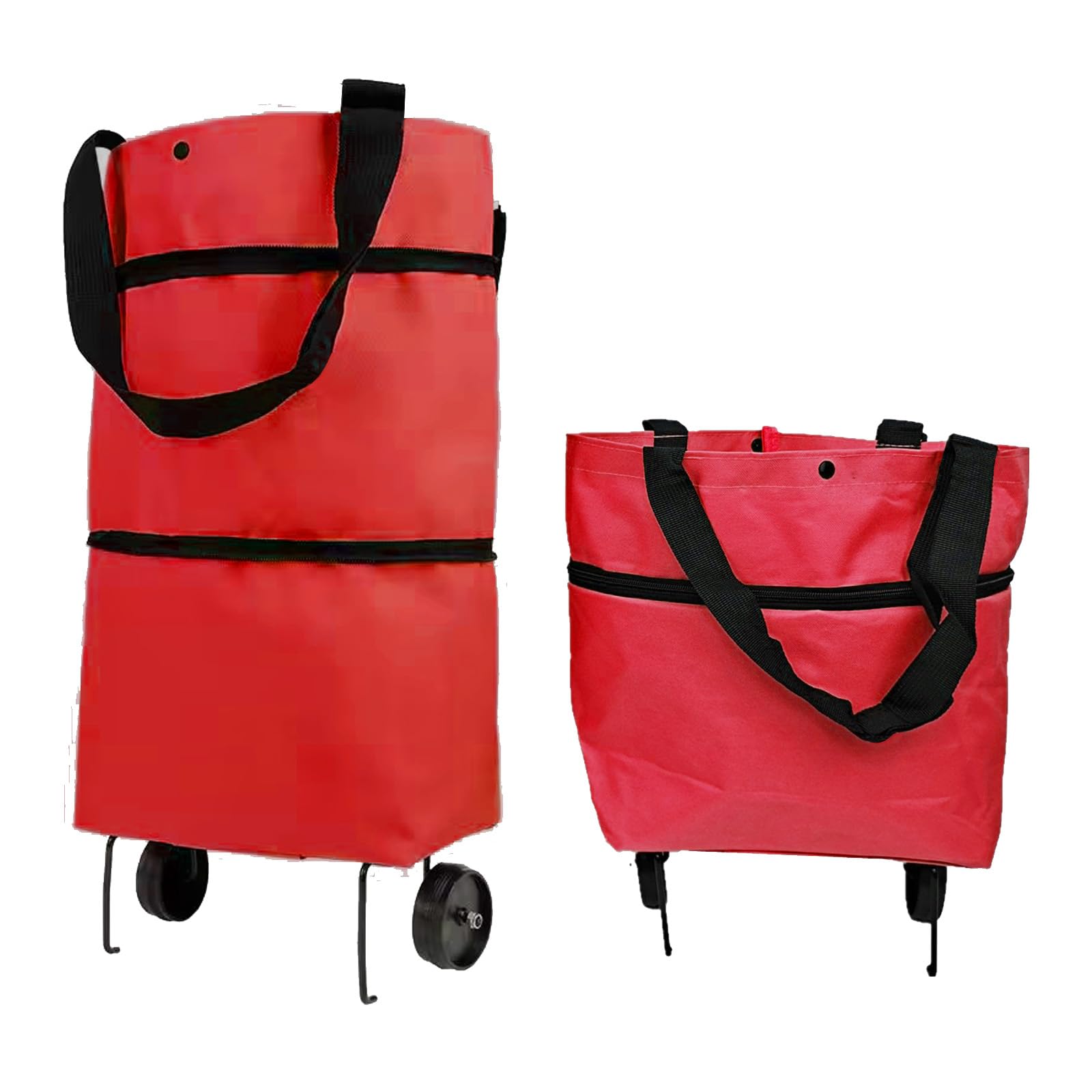 Vikooyes Collapsible Shopping Grocery Bag Reusable Rolling Tote Shopping Bag With Wheels Foldable Shopping Cart