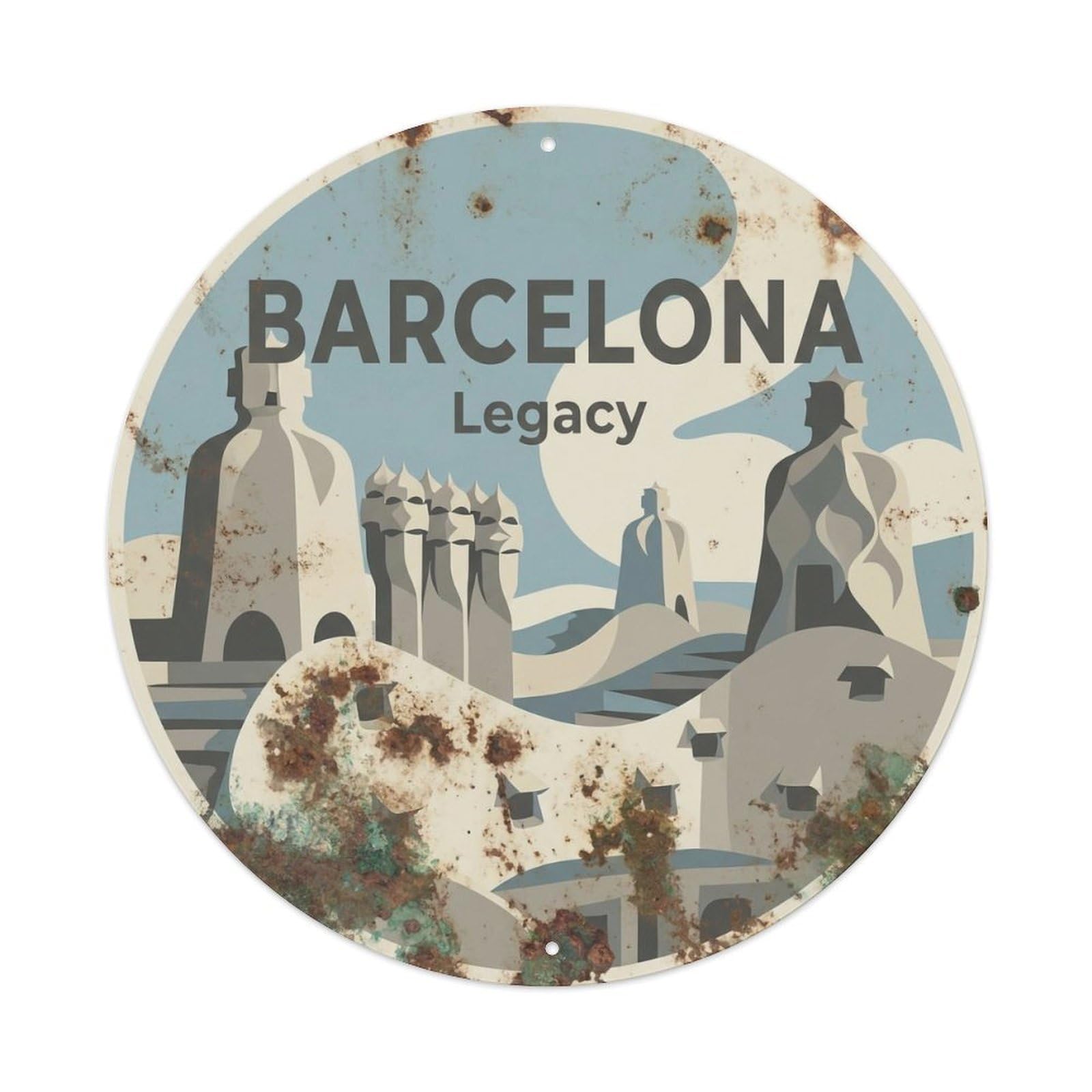 Vintage Travel Barcelona Spain Heritage Metal Tin Sign