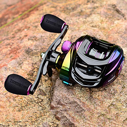 Carretel de pesca HuaiQing Baitcasting, molinetes giratórios leves de aço inoxidável, 7.2:1 carretel