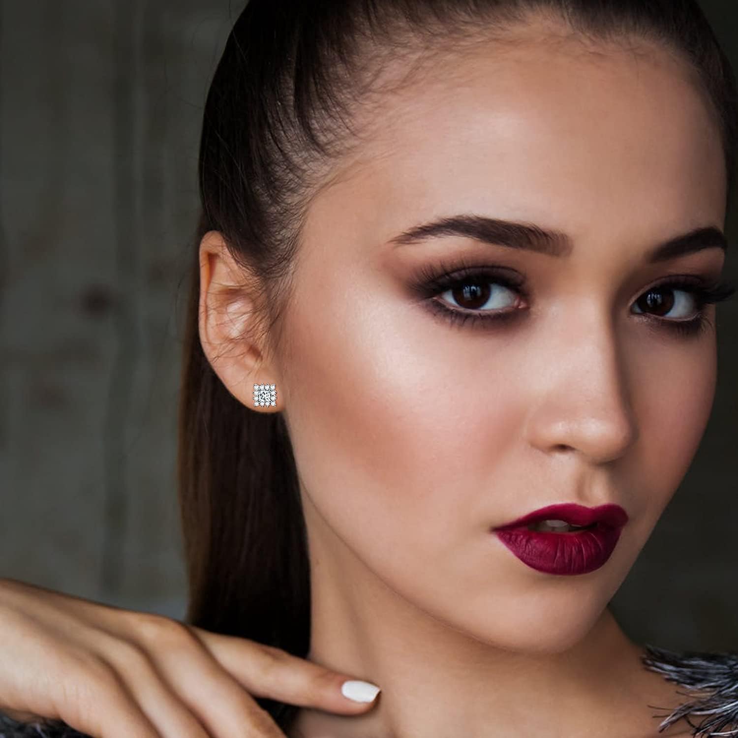 3 Pairs Stud Earrings Set 18K White Gold Plated wedding Earrings Hypoallergenic elegant silver women Square Cut Cubic Zirconia bridesmaid Earring - Image 4