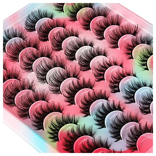 20 Pairs False Eyelashes Natural Fluffy Cat Eye Fake Eye Lashes 4 Styles Mixed Thick Wispy 5D Faux Mink Eyelashes Multipack